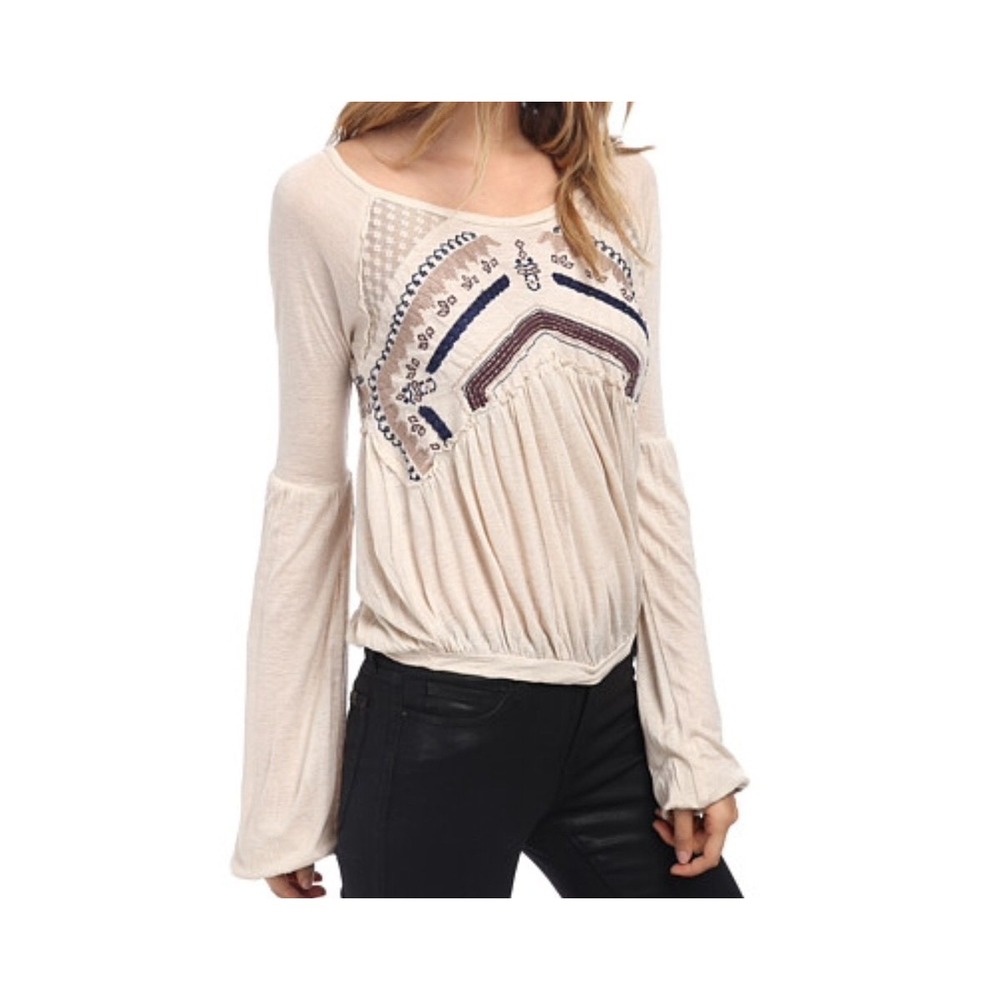 Free People Embroidered Lace Inset Boho Top Pink Staining Small boho renaissance